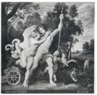 Venus and Adonis (oil on canvas) (b/w photo)