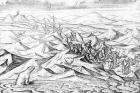 Clearing a path for an ice bound ship, illustration from 'The Three voyages of William Barents to the Arctic Regions', published c.1600 (engraving)