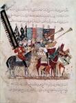 Ar 5847 f.19 Celebration of the end of Ramadan, from 'The Maqamat' (The Meetings) by Al-Hariri, c.1240 (vellum)