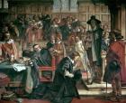 Attempted arrest of 5 members of the House of Commons by Charles I, 1642, 1856-66 (fresco)