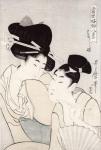 The pleasure of conversation, from the series 'Tosei Kobutsu hakkei' (Eight Modern Behaviours) c.1803 (colour woodblock print)