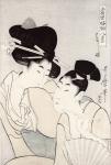 The pleasure of conversation, from the series 'Tosei Kobutsu hakkei' (Eight Modern Behaviours) c.1803 (colour woodblock print)