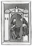 Hildegard of Bingen receiving the Light from Heaven, c.1151 (vellum) (b/w photo)