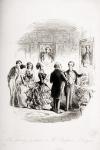 The family portraits at Mr. Bayham Badger's, illustration from 'Bleak House' by Charles Dickens (1812-70) published 1853 (litho)