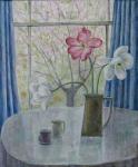 Tulips with Cherry Blossom, 2014 (oil on canvas)