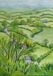 View from Mount Gargan, Limousin,France 2010 pencil with water colour