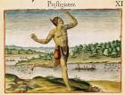 A Magician from Virginia, from 'Admiranda Narratio...' published by Theodre de Bry (coloured engraving)