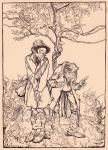 'When it was sharp enough, he looked round at the strangers', illustration from 'Grimm's Fairy Tale, The Little Folk's Presents' (litho)