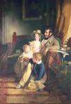 Rudolf von Arthaber (1795-1867) with his Children Rudolf, Emilie and Gustav Looking at the Portrait of their Deceased Mother, 1837 (oil on canvas)