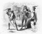 Robin Hood, Scarlet and John (engraving) (b/w photo)