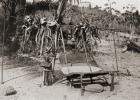 A death chair from Koita, Papua New Guinea, Oceania. The body of a dead man was placed in a sitting position on this prior to burial and his two nearest relatives sat on either side of it, then after an hour's drum beating and dirge singing the dead man's