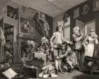 The Young Heir Takes Possession of the Miser's Effects, plate I from 'A Rake's Progress', from 'The Works of William Hogarth', published 1833 (litho)