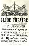 Poster advertising 'A Midsummer Night's Dream' by William Shakespeare (1564-1616) performed by F.R Benson's Shakespearean Company at the Globe theatre, c.1890 (print) (b/w photo)