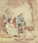 Saying a prayer before going to market (w/c on paper)