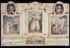 Collection of six miniatures depicting Queen Elizabeth I, figures and scenes from her life