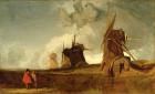Drainage Mills in the Fens, Croyland, Lincolnshire, c.1830-40 (oil on canvas)
