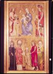 Votive panel of Archbishop Jan Ocko of Vlasim depicting (Top) The Virgin and Child surrounded by St. Sigismund, Emperor Charles IV (1316-78) Wenceslas IV (1361-1419) and St. Wenceslas (907-29). (Bottom) Jan Ocko of Vlasim, Archbishop of Prague kneeling be