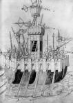 Medieval galley warship, illustration from 'De re militari' by Roberto Valturio (1405-75) 1470 (pen & ink on paper)