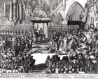 The Coronation of King George I (1660-1727) at Westminster Abbey, 31st October 1714 (engraving) (b/w photo)