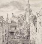 View of the Courtyard of the House of the Archers of the St. Sebastian Guild on the Singel in Amsterdam (pencil & wash on paper)