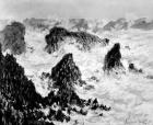 The Rocks of Belle-Ile, 1886 (oil on canvas) (b/w photo)