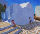 Cricket by the church wall,Mykonos ( oil on canvas)