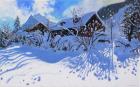 Fresh snow,Morzine Village,2015,(oil on canvas)