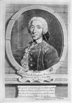 Portrait of Louis-Claude d'Aquin (1694-1772) engraved by Charles Descombes, 1747 (engraving) (b/w photo)