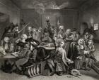 Scene in a Gaming House, plate VI from 'A Rake's Progress', from 'The Works of William Hogarth', published 1833 (litho)