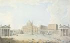 St. Peter's, the Basilica and the Piazza (w/c over etched outline)