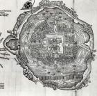 Map of Tenochtitlan from 'Praeclara Ferdinandi Cortesii de Nova Maris Oceani Hispania Narrati' (woodcut) (b/w photo)