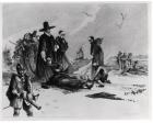 Pilgrims (engraving) (b/w photo)