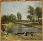 Flatford Lock, 1810-11 (oil on paper on canvas)