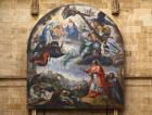 Salamanca, Salamanca Province, Spain. Painting in the New Cathedral of The Plague in Milan with San Carlos Borromeo by Francisco Camilo. Catedral Nueva.