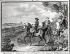 King Frederick II of Prussia (1712-86) reviewing the troops in 1778 (engraving)