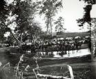 Federal battery fording a tributary of the river Rappahannock on battle day, Cedar Mountain, Virginia, August 9th, 1862 (b/w photo)