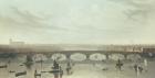 View of the Bridge now building over the Thames at Vauxhall, 1820 (colour litho)