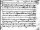 Trio in G major for violin, harpsichord and violoncello (K 496) 1786 (1st page) (pen & ink on paper) (b/w photo)
