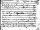 Trio in G major for violin, harpsichord and violoncello (K 496) 1786 (1st page) (pen & ink on paper) (b/w photo)