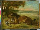 Lion and Alligator, 1863 (oil on panel)