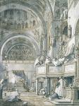 The Choir Singing in St. Mark's Basilica, Venice, 1766 (pen, ink and wash on paper)