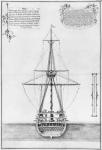 Cross-section of an armed and equipped vessel, illustration from the 'Atlas de Colbert', plate 45 (pencil & w/c on paper) (b/w photo)