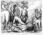 The Lion's Share, illustration to 'Aesop's Fables', 1687 (etching)