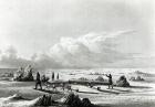 Winter Travelling on Great Salave Lake, from 'Journey to the Polar Sea', engraved by Edward Finden (1791-1857) (engraving) (b/w photo)
