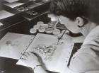 An animator from Disney Studios drawing a still for "The Three Caballeros", c.1944 (b/w photo)