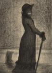 Une Elegante, Woman strolling, c.1884 (conte crayon on michalett paper)