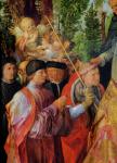 The Festival of the Rose Gardens, detail to the left: praying, 1506 (oil on wood)