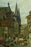 The Marketplace in Wernigerode, 1861 (oil on canvas)