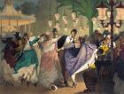 Waltz at the Bal Mabille (colour litho)