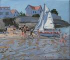 White sailboat, Palais sur Mer, France (oil on canvas)